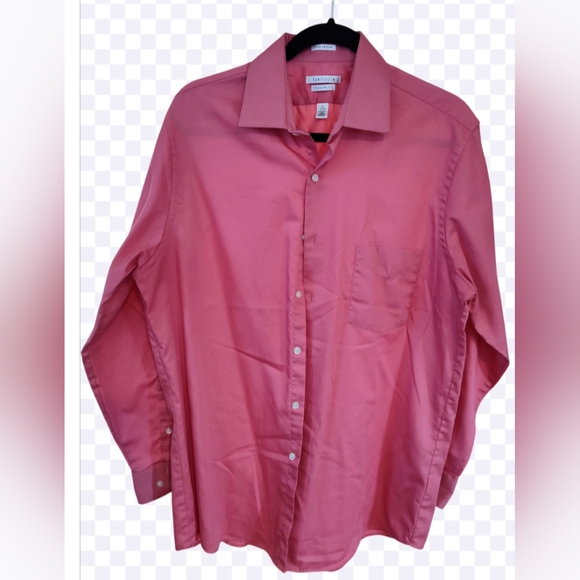 Van Heusen Men's Coral Dress Shirt 16 Long Sleeve 32/ 33 Button Down Collar TIE - Picture 7 of 10